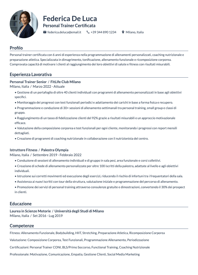 Curriculum Personal Trainer