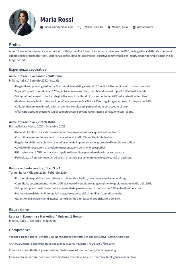 CV di Account Executive