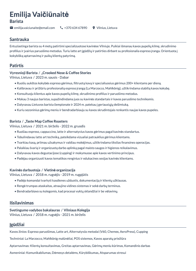 Baristos CV