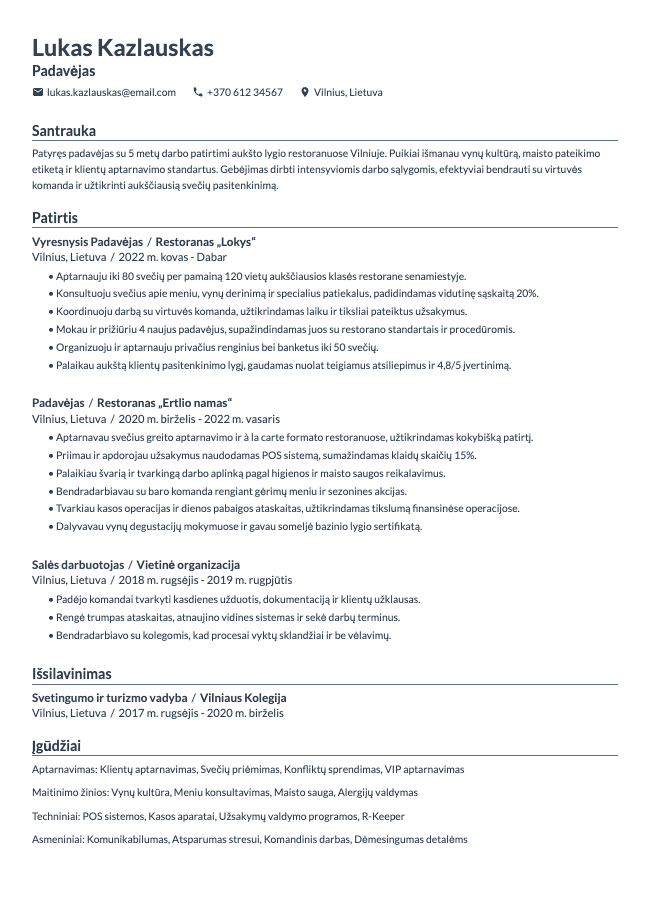 Padavėjo CV