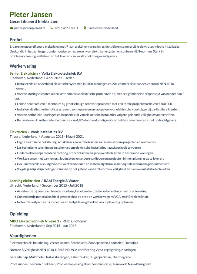 Elektricien CV
