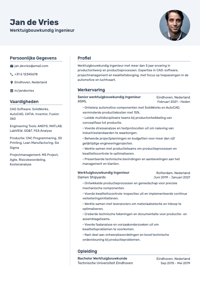 Werktuigbouwkundig ingenieur-cv