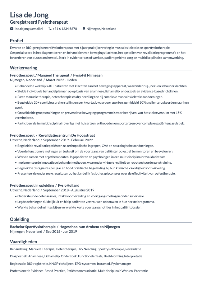 Fysiotherapeut CV