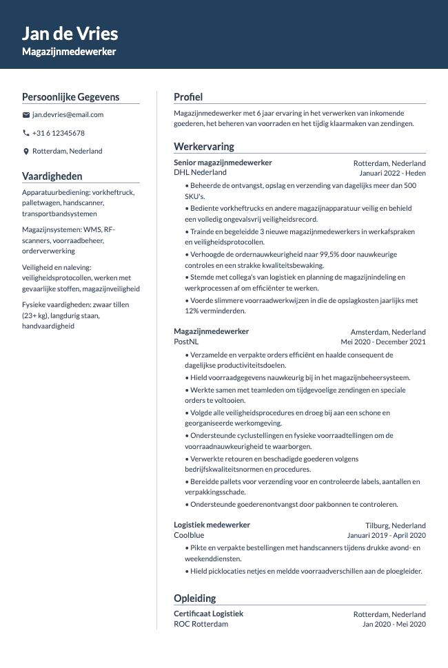 Magazijnmedewerker-cv