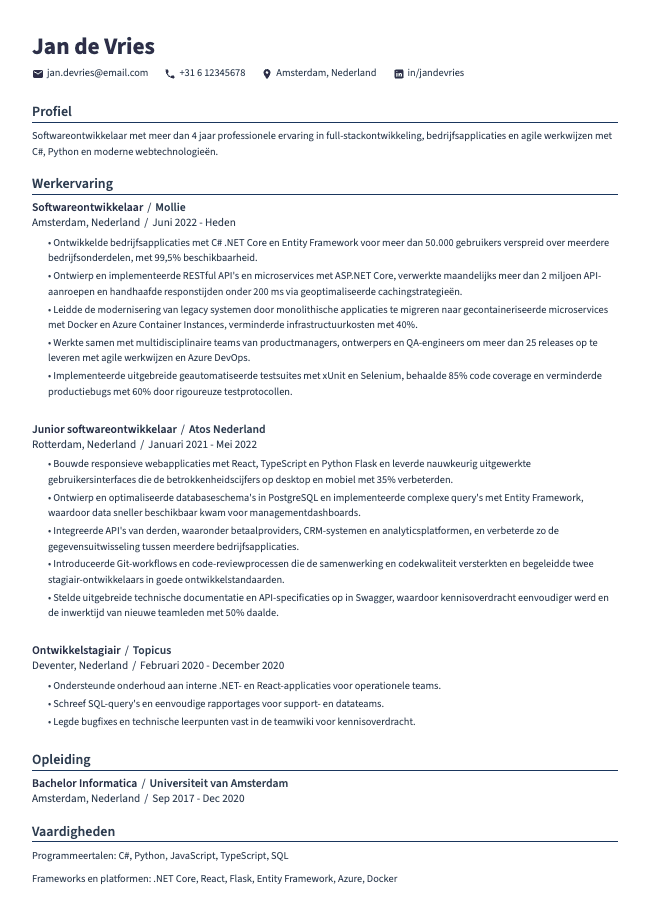 Softwareontwikkelaar-cv