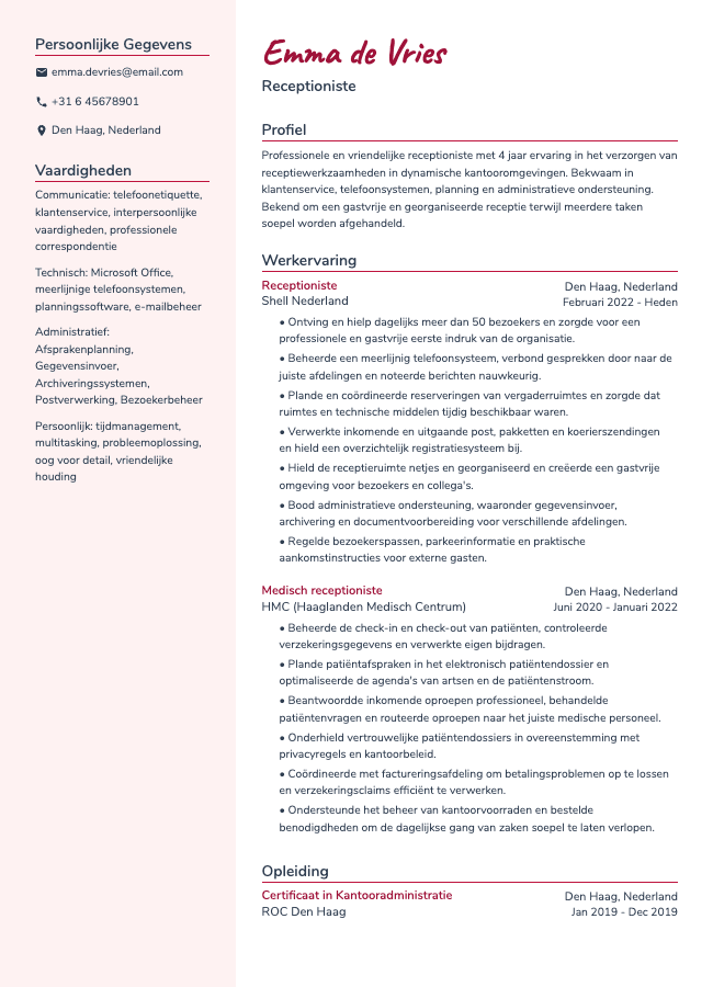 Receptioniste-cv