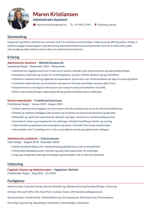 Administrativ Assistent CV