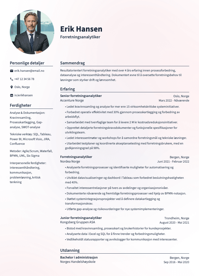 Slate resume template preview