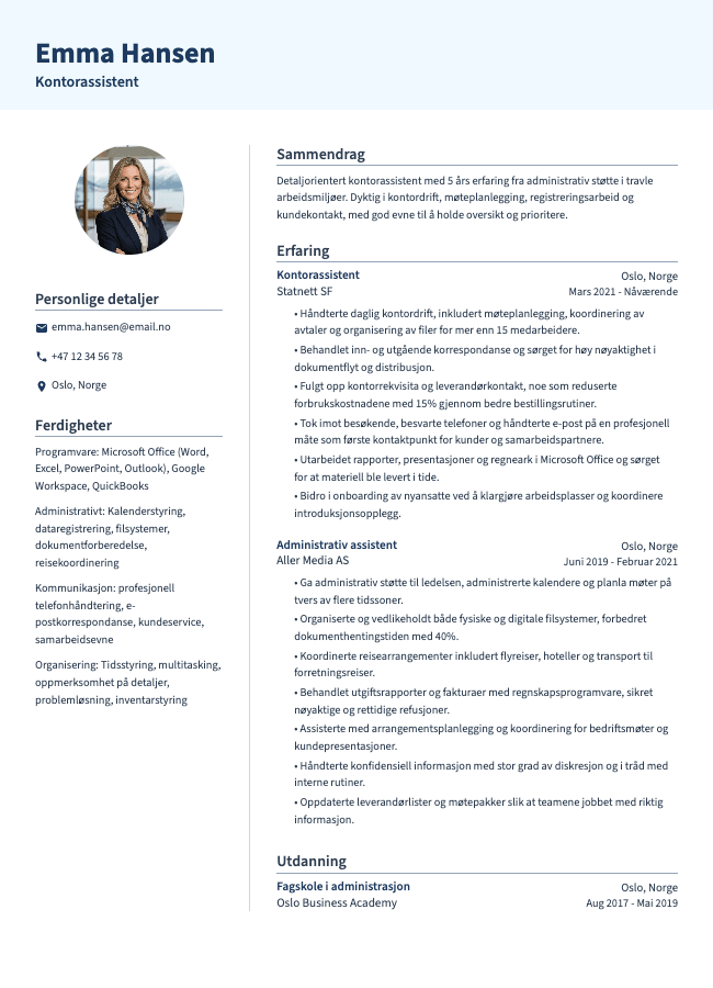 Kontorassistent CV