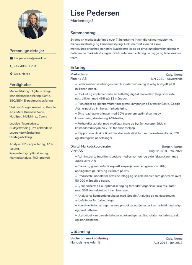 Markedssjef CV