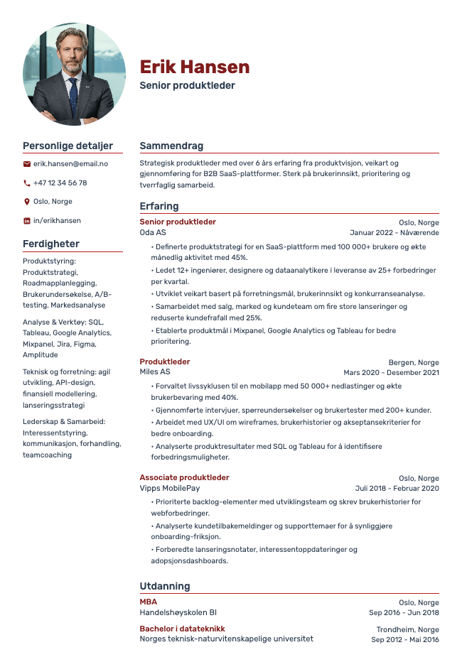 Impact resume template preview