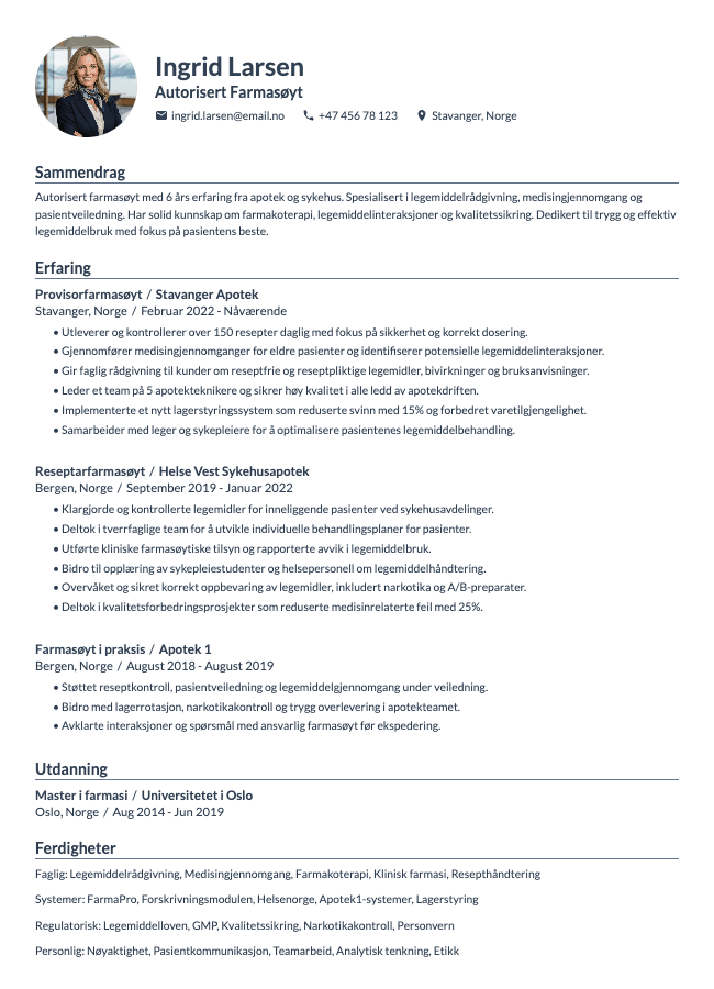 Farmasøyt CV