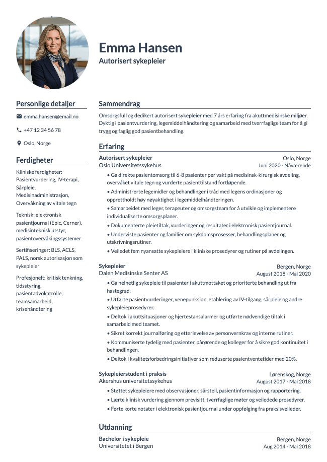 Autorisert sykepleier CV