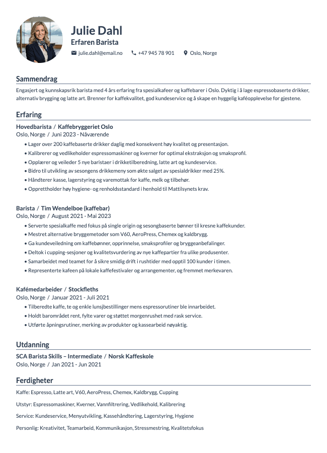 Barista CV