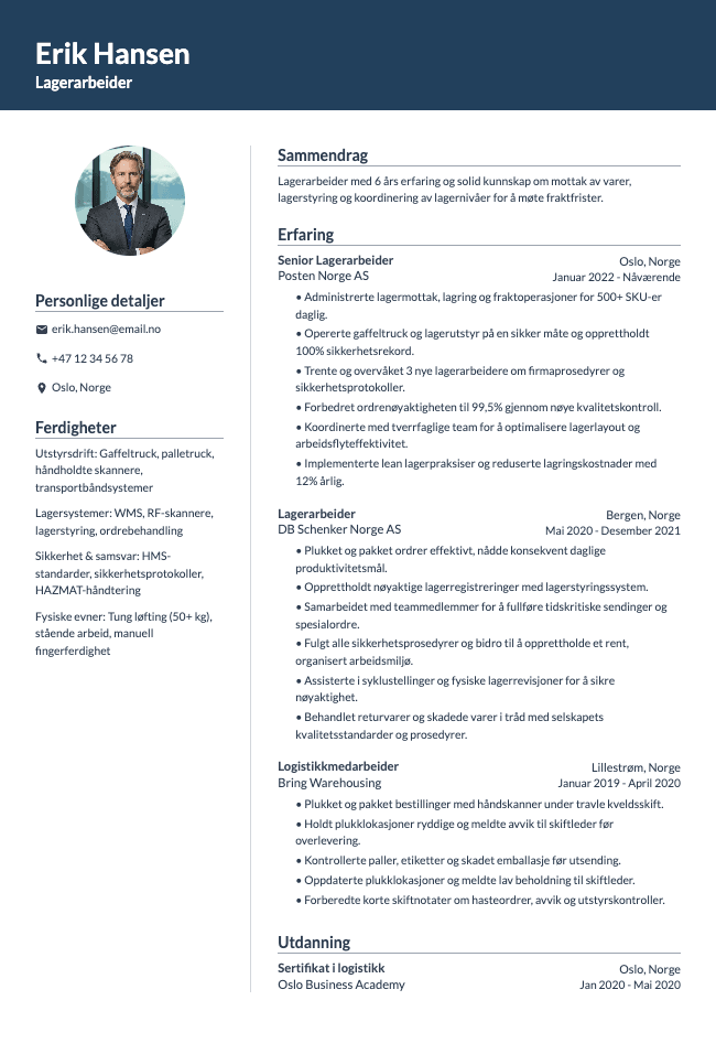 Lagerarbeider CV