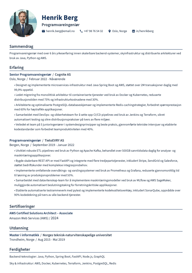 Programvareingeniør CV