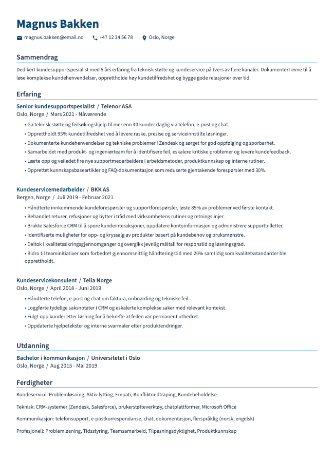 Kundesupportspecialist CV