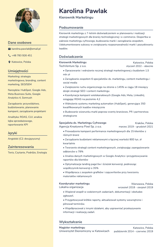 Prism resume template preview