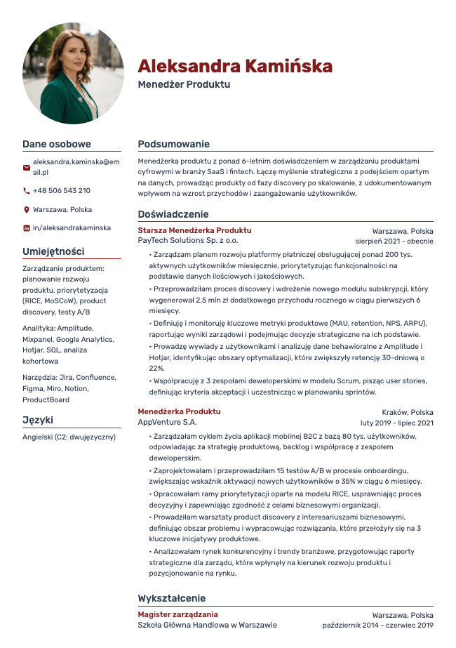 Impact resume template preview