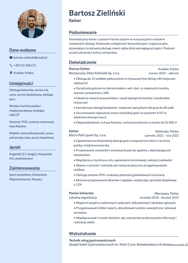 Kelner CV