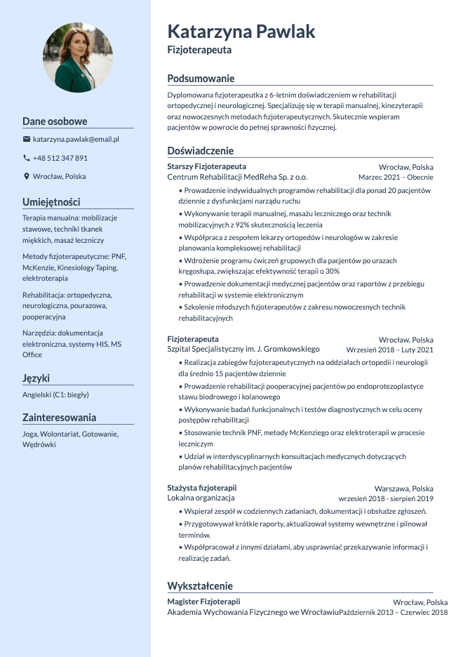CV Fizjoterapeuty