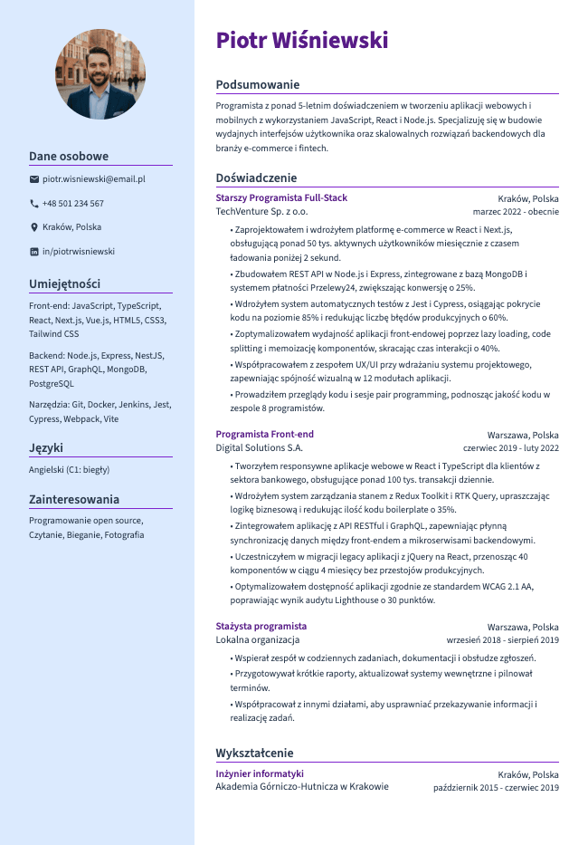 Anchor resume template preview