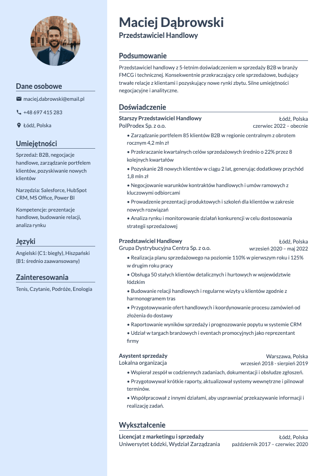 Przedstawiciel Handlowy CV