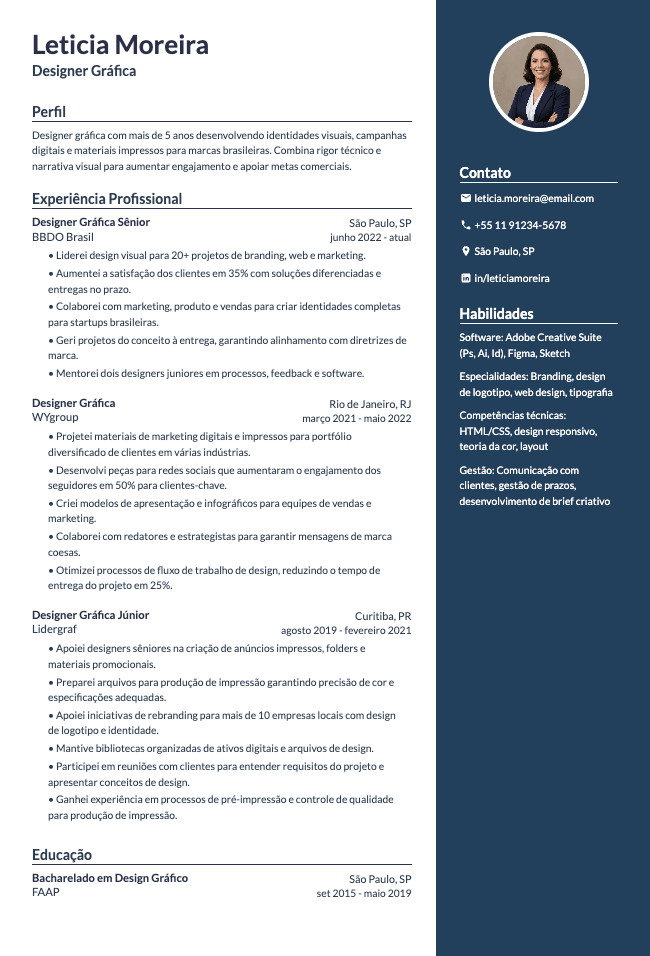 Currículo de Designer Gráfica