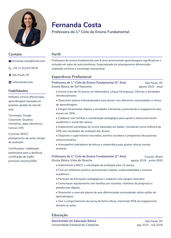 Currículo de Professora
