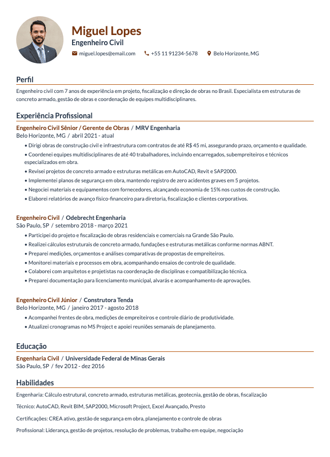 Granite resume template preview