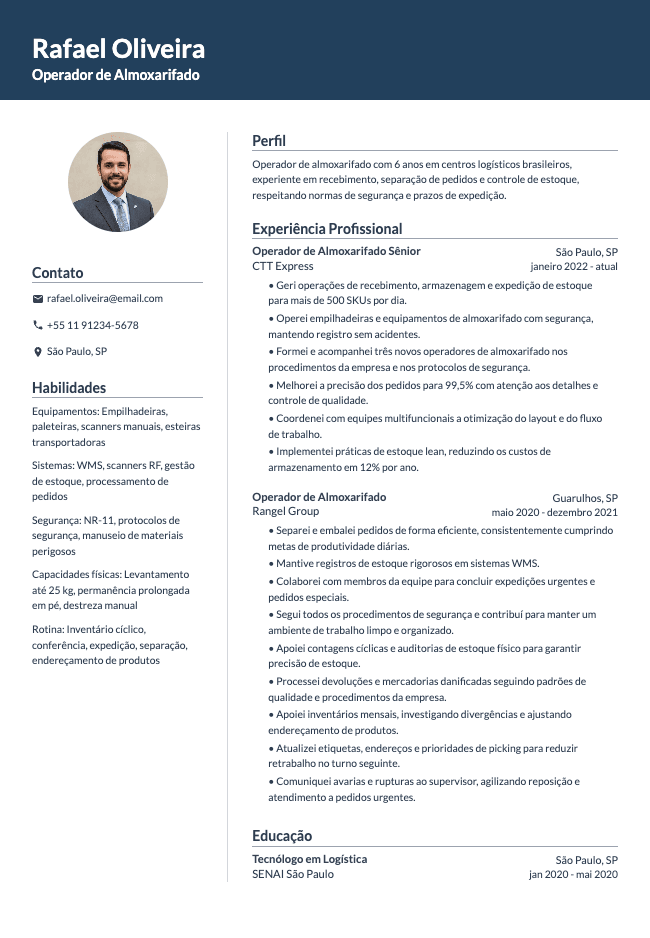 Currículo de Operador de Almoxarifado