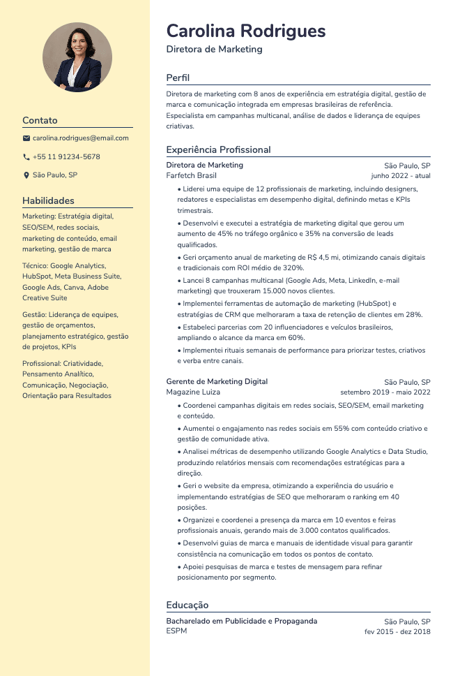 Prism resume template preview