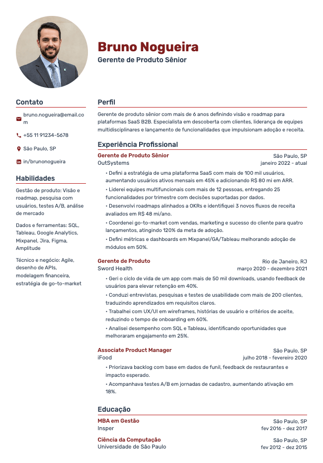 Impact resume template preview