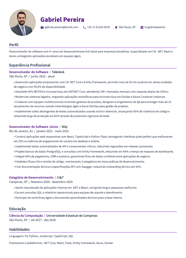 Anchor resume template preview