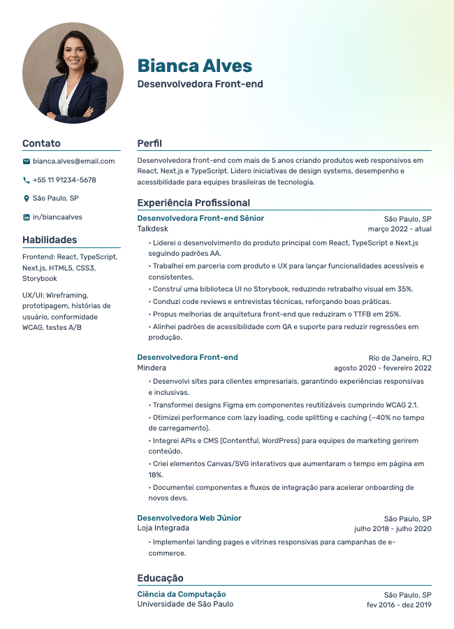 Currículo de Desenvolvedora Front-end