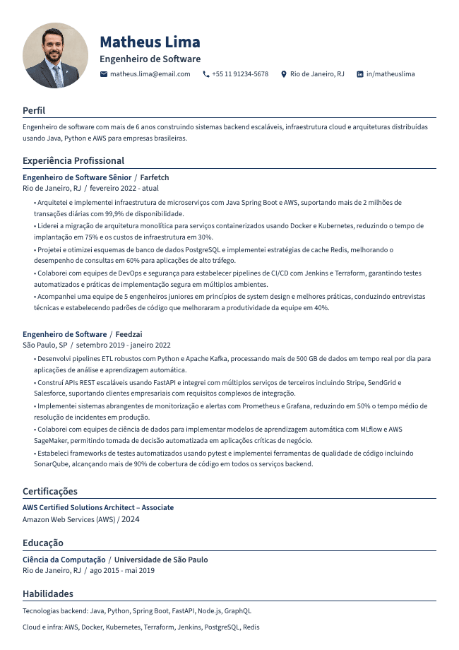 Currículo de Engenheiro de Software