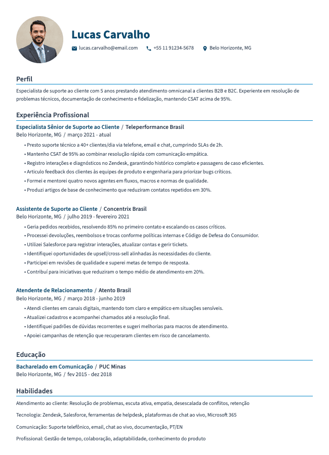 Beacon resume template preview