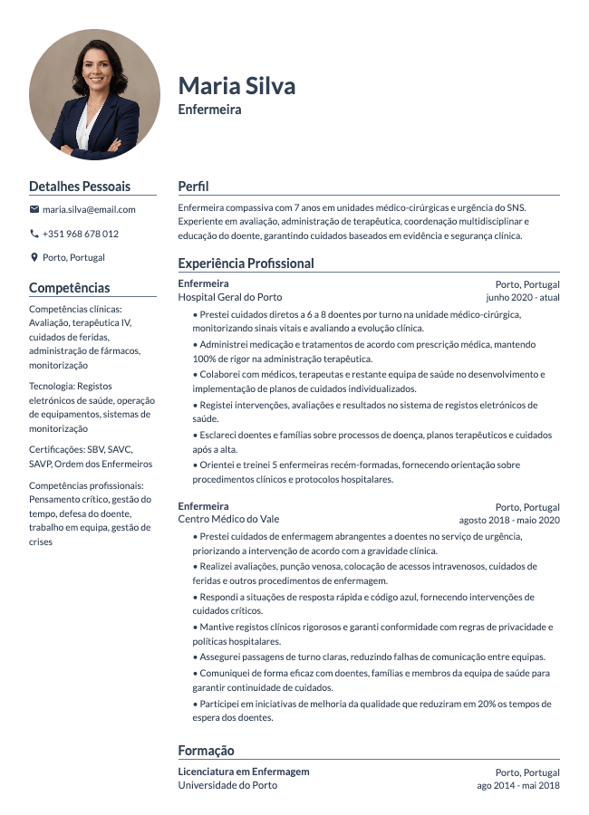 Currículo de Enfermeira
