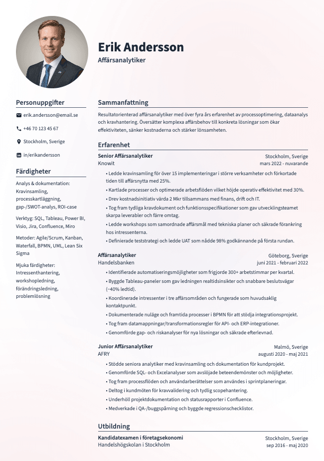 Affärsanalytiker CV