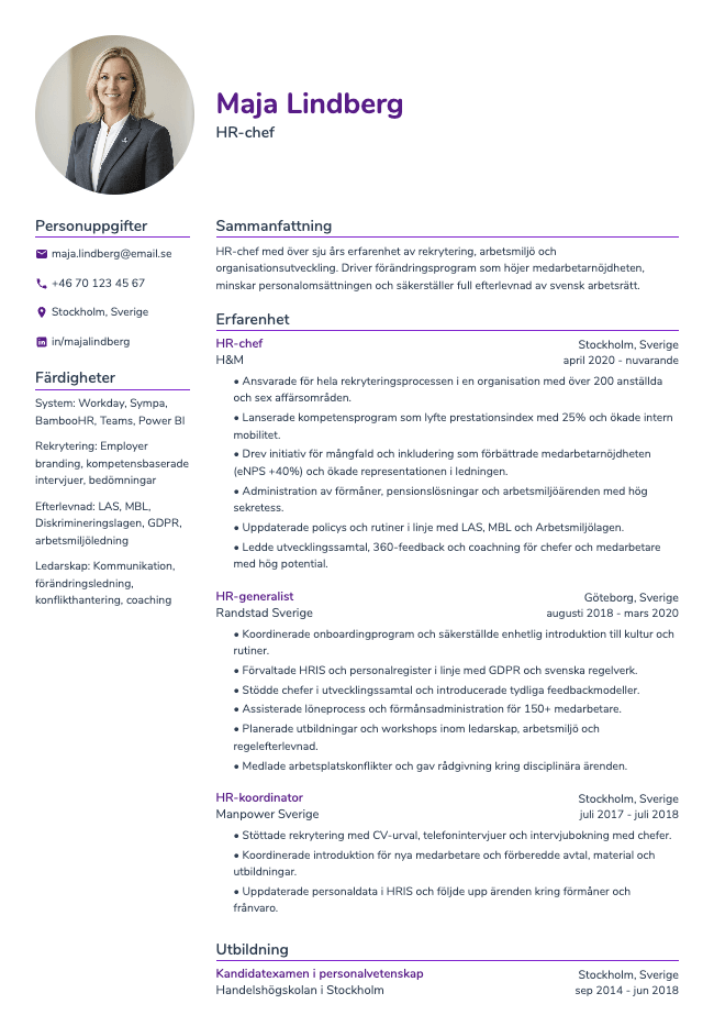 HR-chef CV
