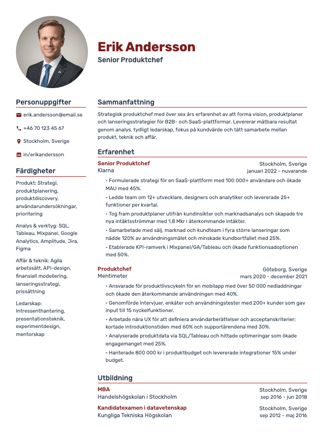 Produktchef CV
