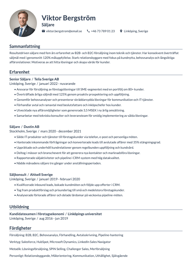 Säljare CV