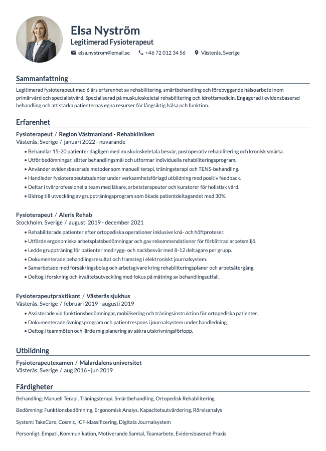 Fysioterapeut CV