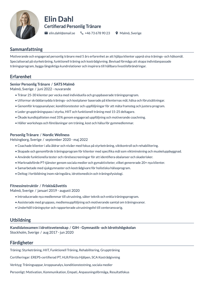 Personlig Tränare CV