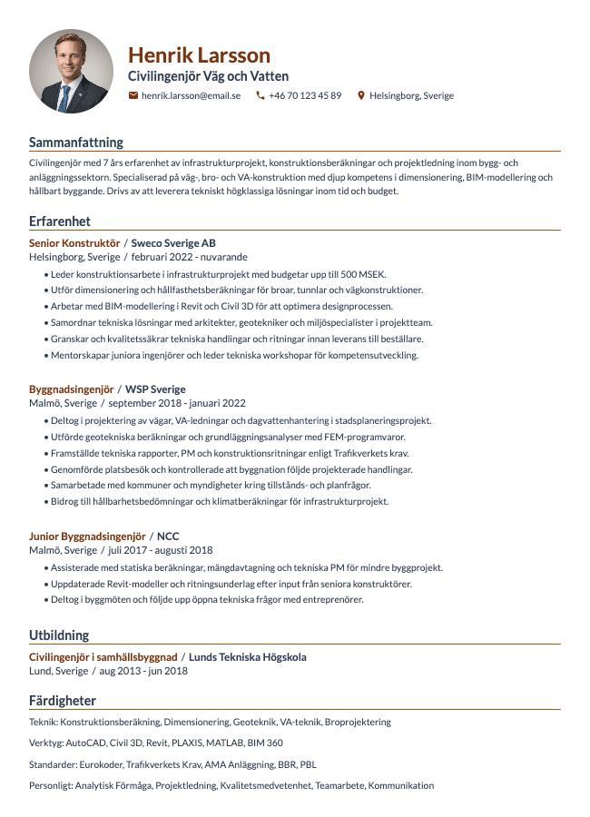 Civilingenjör CV