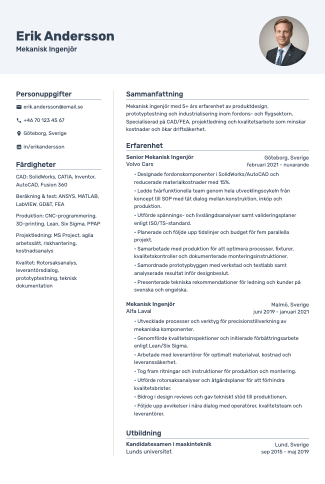 Mekanisk Ingenjör CV
