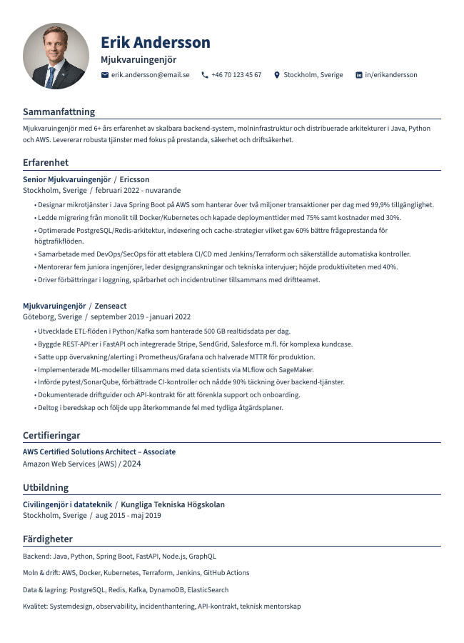 Mjukvaruingenjör CV