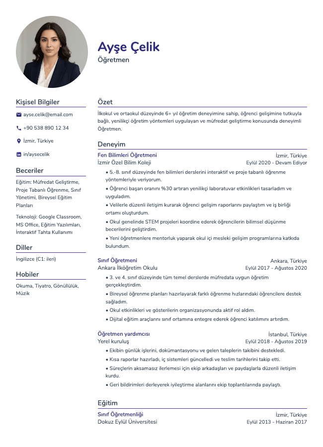 Öğretmen CV