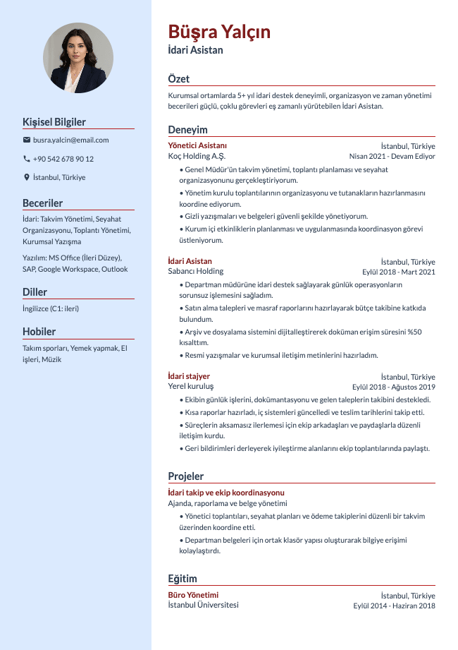 İdari Asistan CV