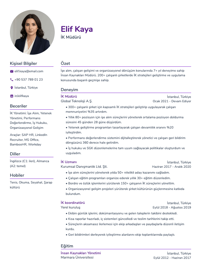 İK Müdürü CV